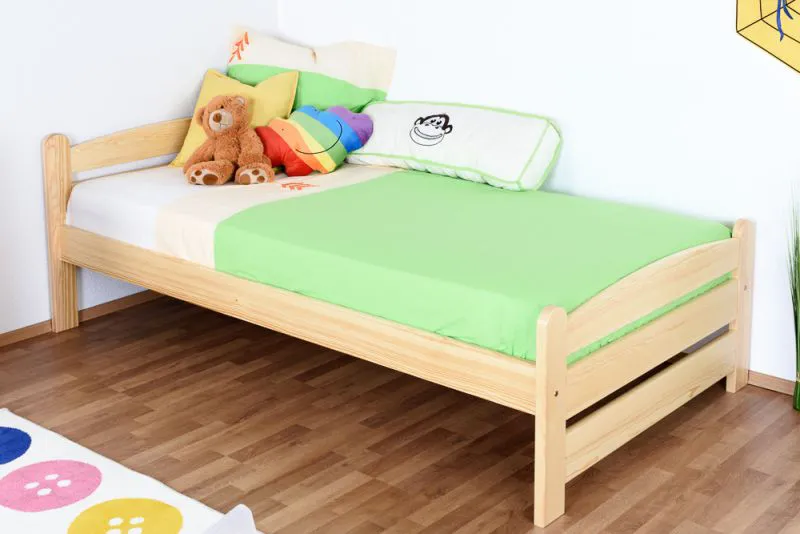 Kinderbett / Jugendbett Kiefer massiv Vollholz natur 84, inkl. Lattenrost - 100 x 200 cm (B x L)