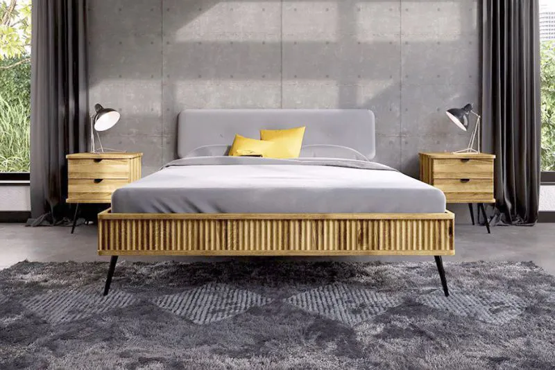 Eiche-Bett massiv | 90 x 200 cm | Wildeiche | Geölt | Natur Abbildung