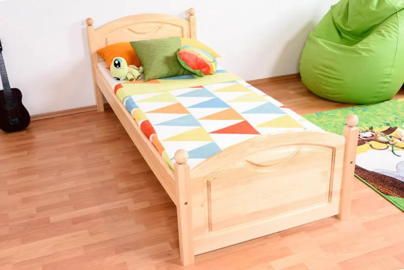 Kinderbett 80 x 200 cm | Massivholz: Kiefer | Natur Lackiert Abbildung