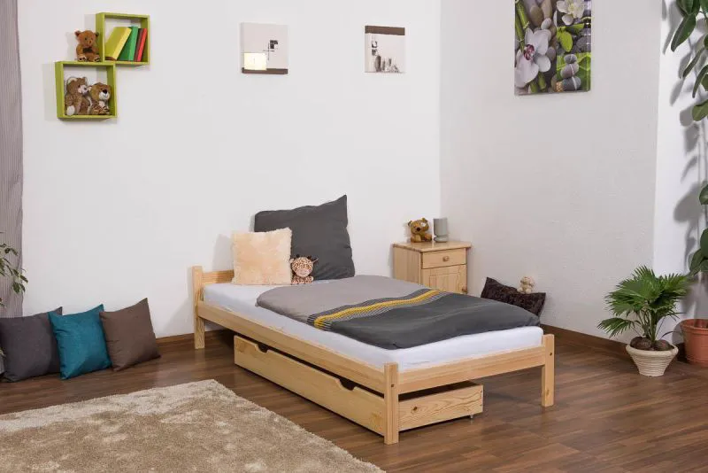 Bett Kiefer massiv 90 x 200 cm Natur Abbildung