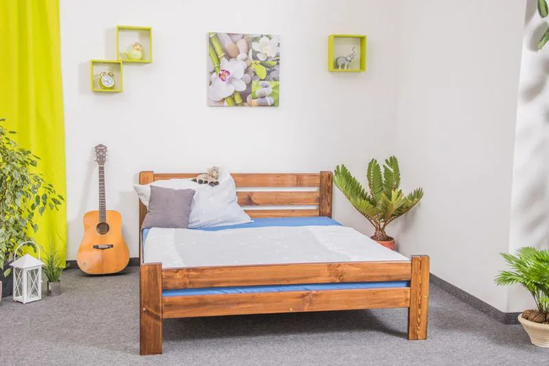 Holzbett Kiefer 160 x 200 cm Nuss Abbildung