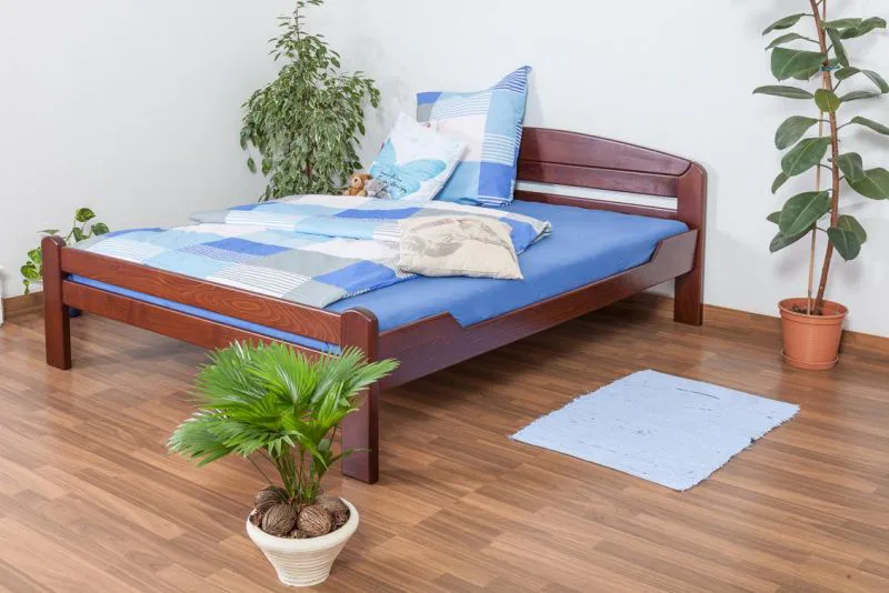 Holzbett Buche 160 x 200 cm Dunkelbraun Abbildung