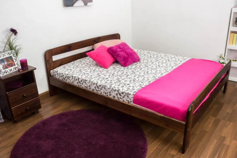 Bett Kiefer massiv 160 x 200 cm Nuss Abbildung