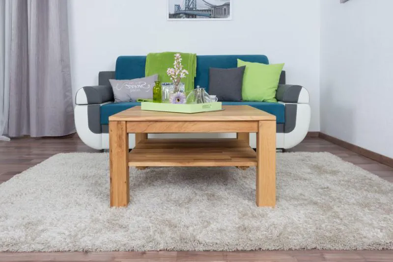 Beistelltisch Couchtisch Eiche Massivholz Farbe: Natur 45x80x80 cm Abbildung