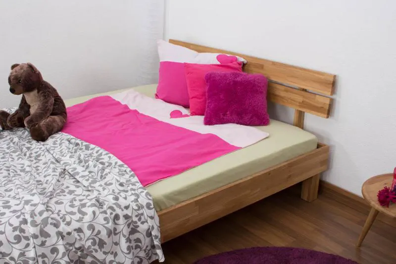 Massivholz Bettgestell Eiche 160 x 200 cm geölt Abbildung