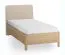 Einzelbett | Farbe: Eiche / Beige | Eiche massiv | weich gepolsterte Kopfstütze | 90 x 200 cm | Gästebett | inkl. Lift up Lattenrost | dezent abgerundete Form