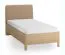 Einzelbett | Farbe: Eiche / Taupe | Eiche massiv | weich gepolsterte Kopfstütze | 90 x 200 cm | Gästebett | inkl. Lift up Lattenrost | dezent abgerundete Form
