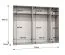 Kleiderschrank / Drehtürenschrank | Farbe: Walnuss | fünf Türen | drei Kleiderstangen | 2,5 Meter breit | drei Fächer | Griffe: Schwarz | Soft-Close-Funktion