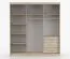 Kleiderschrank / Schiebetürenschrank | Weiß / Sonoma Eiche | Sredna 02 | mit Spiegel | 2 Türen | 218 x 203 x 61 cm | 3 Schubladen | 7 Fächer