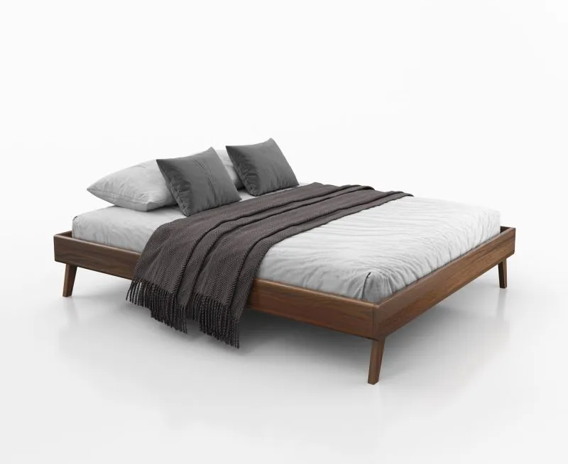Doppelbett / Gästebett Engordany 11 | Buche Vollholz massiv | lackiert | Liegefläche: 180 x 200 cm | schlichtes Design | Farbe: Walnuss | hochwertige Verarbeitung