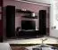 Dunkle Wohnzimmer Wohnwand Hompland 04, Farbe: Schwarz - Abmessungen: 170 x 260 x 40 cm (H x B x T), mit Push-to-open Funktion