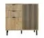 Schmale Kommode mit zwei Türen Luanco 03, Farbe: Eiche Gold Craft, Griffe und Beine: Metall, Maße: 88 x 87,8 x 40,5 cm, zwei Schubladen, drei Fächer