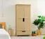 Kleiderschrank / Drehtürenschrank Kiefer massiv Vollholz natur 007A - Abmessung 190 x 80 x 60 cm (H x B x T)