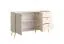 Sideboard / Kommode mit drei Schubladen Egaleo 02, Farbe: Beige, zwei Türen, zwei Fächer, Griffe & Beine: Metall, Maße: 89 x 156 x 40,5 cm, ABS-Kanten