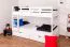 Etagenbett / Stockbett "Easy Premium Line" K20/n inkl. 2 Schubladen und 2 Abdeckblenden, Kopf- und Fußteil gerade, Buche Vollholz massiv Weiß - Liegefläche: 90 x 200 cm, teilbar