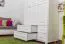 Kleiderschrank Kiefer Vollholz massiv weiß lackiert 017 - Abmessung 190 x 120 x 60 cm (H x B x T)