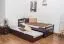 Kinderbett / Jugendbett "Easy Premium Line" K1/2h inkl. 2. Liegeplatz und 2 Abdeckblenden, 90 x 200 cm Buche Vollholz massiv schokobraun lackiert