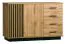 Kommode Trevalli 6, Farbe: Eiche / Schwarz - Abmessungen: 88 x 141 x 40 cm (H x B x T)