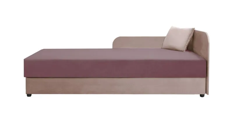 Rosa Gästebett / Tagesbett mit aufklappbaren Stauraum Lobatos 96, Kopfteil rechts, Liegefläche: 80 x 195 cm, bequeme Polsterung, Sofa-Bett