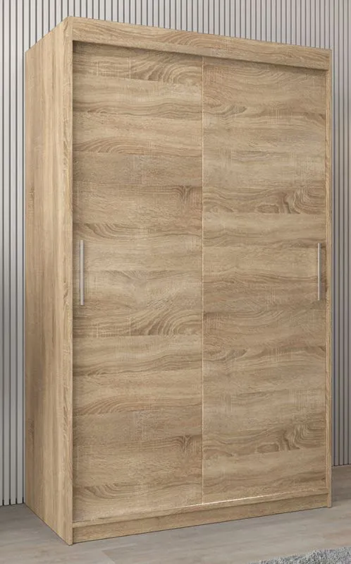 Schiebetürenschrank / Kleiderschrank Bisaurin 2A, Farbe: Eiche Sonoma - Abmessungen: 200 x 120 x 62 cm ( H x B x T)