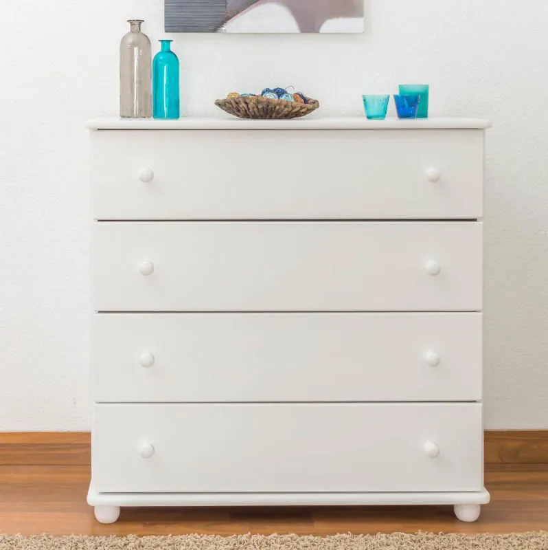 Anrichte, Kiefer massiv, Breite: 100 cm, Farbe: Weiß Abbildung