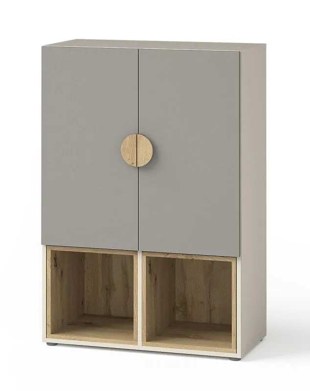 Kommode Maräne 06, Farbe: Kaschmir / Eiche Artisan / Anthrazit - Abmessungen: 117 x 80 x 40 cm (H x B x T)