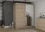 Kleiderschrank / Schiebetürenschrank mit Spiegel | 195 x 160 x 61 cm | Eiche | Galtee 01 | 2 Türen | 6 Fächer | geräumiges Innenvolumen | Einfarbig
