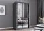 1,2 Meter breiter Schiebetürenschrank / Kleiderschrank mit Spiegel Grau | Biokovo 07 | 215 x 120 x 64 cm | 2 Türen | 7 Fächer |  Einfarbig | eckig