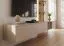 Wohnwand | inkl. Integrierter LED-Beleuchtung | Farbe: Clay Grau / Eiche Coast Evoke | Push-to-open Funktion | 300 x 45 x 160 cm | geriffelte Front | langes TV-Board