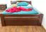 Einzelbett / Funktionsbett "Easy Premium Line" K4, inkl. 2 Schubladen und 1 Abdeckblende, 140 x 200 cm Buche Vollholz massiv dunkelbraun lackiert