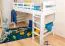 Jugendhochbett 90 x 200 cm | Massivholz: Buche | Weiß Lackiert | umbaubar in Einzelbett | Premium-Qualität | inkl. Rollrost Abbildung