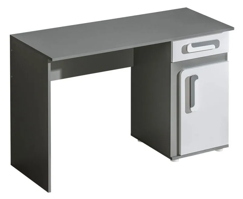 Jugendzimmer - Schreibtisch Oskar 09, Farbe: Anthrazit / Weiß - 80 x 120 x 50 cm (H x B x T)