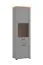 Schmale Vitrine mit zwei Türen Banat 04, Farbe: Eiche Artisan / Graphitgrau / Grau, fünf Fächer, ABS-Kantenschutz, Maße: 194,5 x 60,5 x 41 cm, für Wohnzimmer