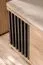 Garderobe Komplett - Set F Angvik, 3-teilig, Farbe: Eiche / Schwarz, ein Garderobenschrank, ein Schuhschrank inkl. Sitzkissen, vier Haken