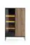 Große Vitrine mit Push-to-open Funktion Chelmsford 07, Farbe: Schwarz / Eiche - Abmessungen: 166 x 104 x 39 cm (H x B x T)