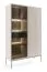 Große Vitrine in Kaschmir, 166 x 104 x 39 cm, mit Push-to-open Funktion, 1 Glastür, 1 Holztür, 1 Schublade, ABS-Kanten, LED-Beleuchtung