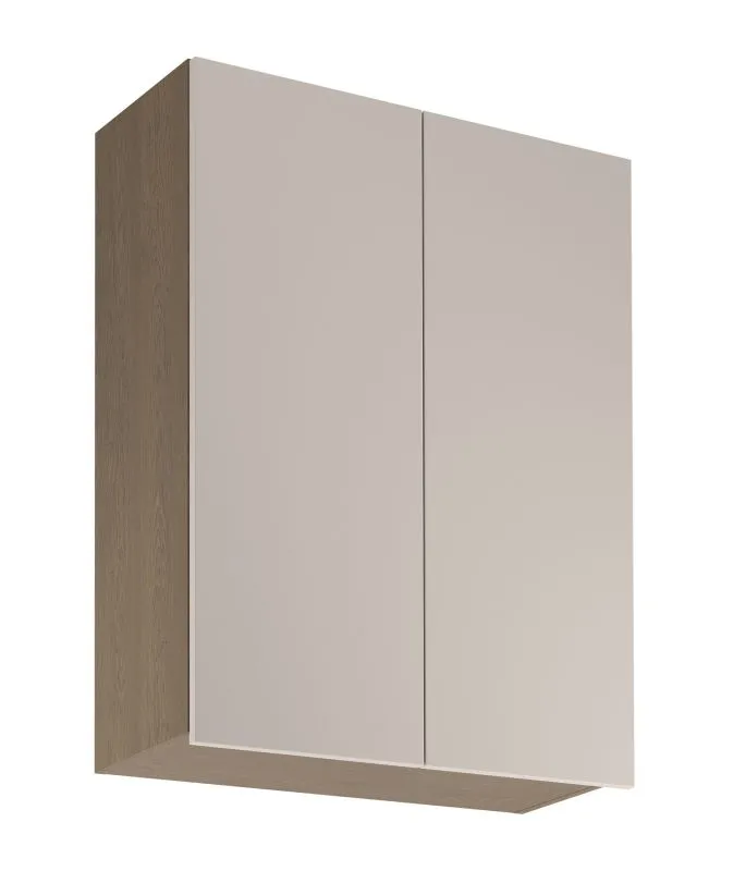 Küchenhängeschrank | 2 Drehtüren | Farbe: Eiche Baltic Storm / Beige | Soft-Close Funktion | 3 Fächer | 80 x 32 x 100 cm | hochwertig Verarbeitet