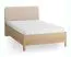 Einzelbett | Eiche massiv | Farbe: Eiche / Beige | weich gepolsterte Kopfstütze | 90 x 200 cm | dezent abgerundete Form | Gästebett | inkl. Lattenrost