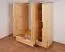 Kleiderschrank / Drehtürenschrank Kiefer massiv Vollholz natur 009 - Abmessung 190 x 133 x 60 cm (H x B x T)