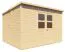 Flachdach-Gartenhaus aus Holz inkl. Fußboden, Natur, Elementgartenhaus, 3,37 x 2,90 Meter, Doppeltür mit Sicherheitsglas