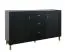 Stabiles Sideboard / Kommode mit vier Fächer Barbe 17, drei Schubladen, Farbe: Schwarz matt, ABS-Kantenschutz, Griffe: Gold, zwei Türen, Maße: 83,5 x 137 x 40 cm, leicht kombinierbar mit anderen Möbeln