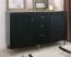 Stabiles Sideboard / Kommode mit vier Fächer Barbe 17, drei Schubladen, Farbe: Schwarz matt, ABS-Kantenschutz, Griffe: Gold, zwei Türen, Maße: 83,5 x 137 x 40 cm, leicht kombinierbar mit anderen Möbeln