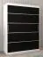Schiebetürenschrank / Kleiderschrank Jan 03A, Farbe: Weiß matt / Schwarz- Abmessungen: 200 x 150 x 62 cm ( H x B x T)
