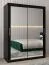 Schiebetürenschrank / Kleiderschrank Bisaurin 3D mit Spiegel, Farbe: Schwarz - Abmessungen: 200 x 150 x 62 cm ( H x B x T)