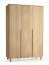 Kleiderschrank | Farbe: Eiche | 3 Türen | integrierte LED-Beleuchtung | Soft-Close Funktion | 153 x 60 x 235 cm | 3 Schubladen | 1 Kleiderstange | 7 Fächer