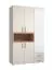 Drehtürenschrank / Kleiderschrank | Farbe: Kaschmir / Eiche Artisan | 1 Spiegeltür | 135 x 56 x 227 cm | zwei Schubladen | fünf Fächer | zwei Kleiderstangen