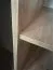Schiebetürenschrank Mina 1,1 Meter breit in Weiß/Eiche, Front aus laminierter Platte, Anti Staubbürsten, schwarze Lamellen Optik, Metallgriffe in schwarz