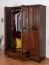 Kleiderschrank Kiefer Vollholz massiv Walnussfarben Junco 02 - Abmessung: 195 x 162 x 60 cm (H x B x T)