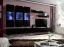 Wohnwand mit Push-to-open Funktion Hompland 48, Farbe: Schwarz - Abmessungen: 170 x 320 x 40 cm (H x B x T), mit blauer LED-Beleuchtung