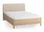 Doppelbett | Farbe: Eiche / Beige | Eiche massiv | 140 x 200 cm | dezent abgerundete Form | Gästebett | inkl. Lift up Lattenrost | weich gepolsterte Kopfstütze